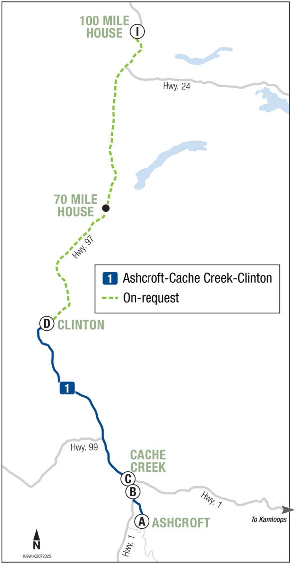 System map for Ashcroft-Cache Creek-Clinton Transit
