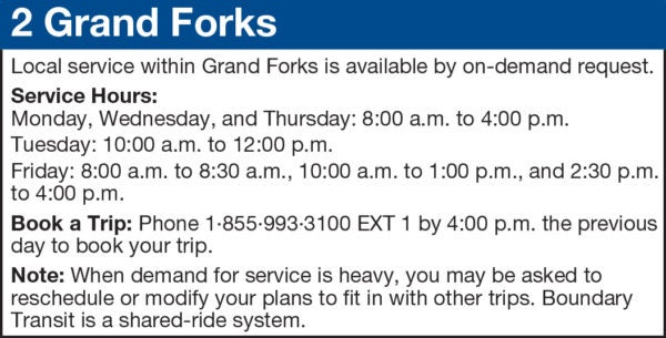 2 Grand Forks Timetable