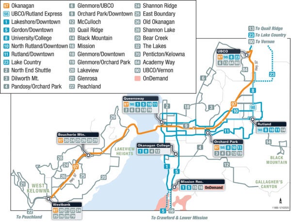Kelowna Regional Transit system map