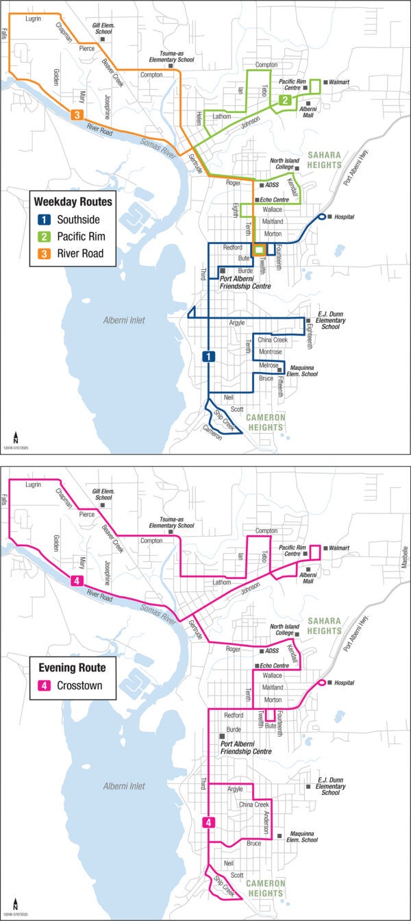 System map for Port Alberni Transit.