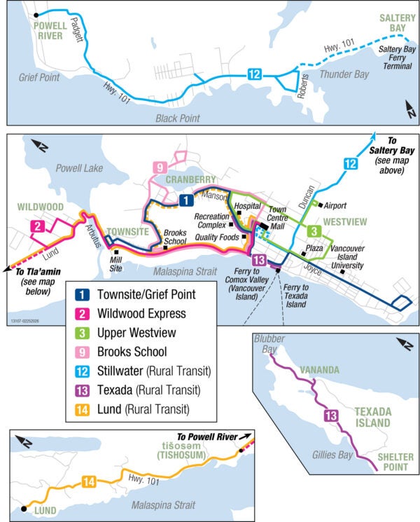 Powell River regional transit services.