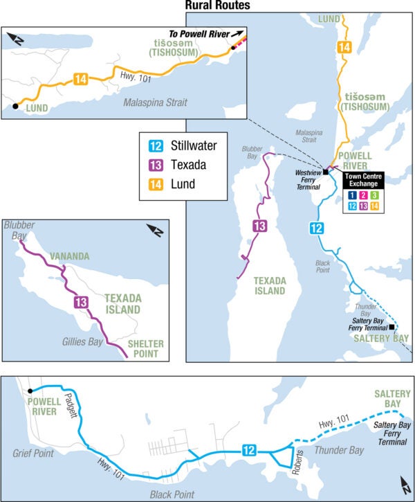 Rural service of Powell River Regional Transit.