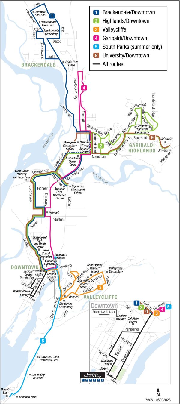 Squamish Transit Map Fall 2023 Revised