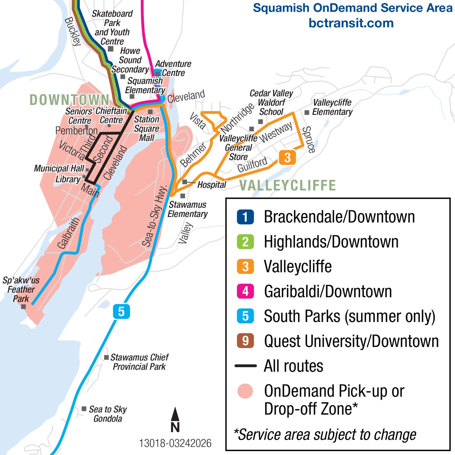 OnDemand Service Area Map Squamish