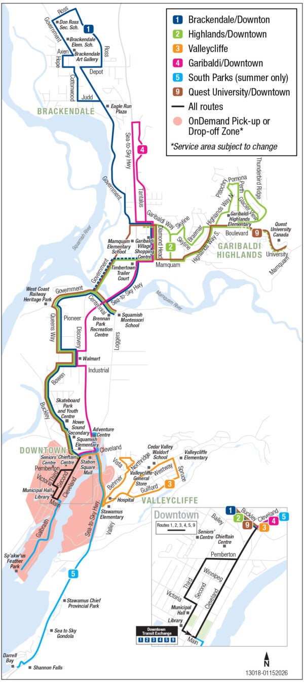 Squamish Transit regional system map.