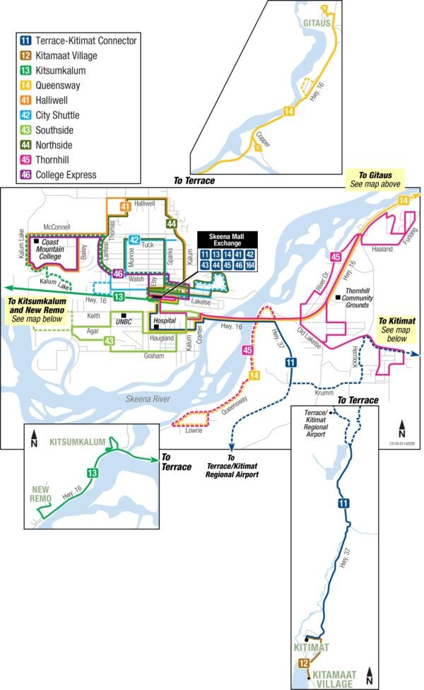 Terrace Regional Transit system map.