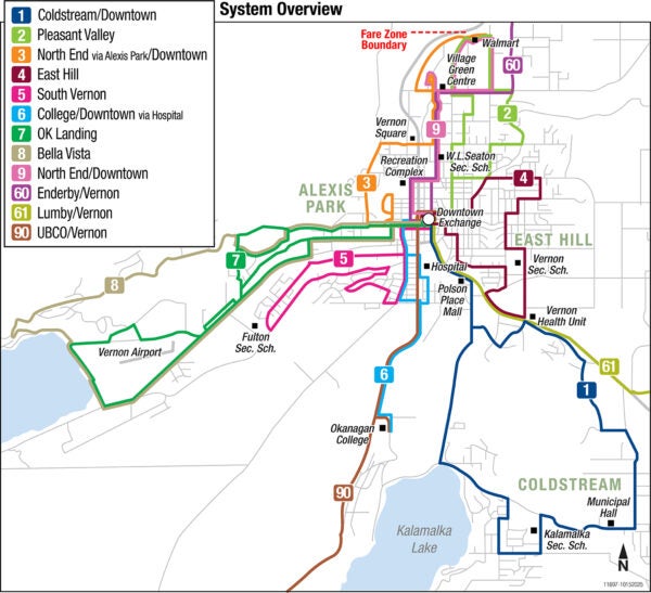 Vernon Regional Transit system map