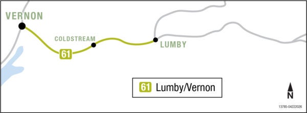 Vernon Regional Transit map of service to Lumby.