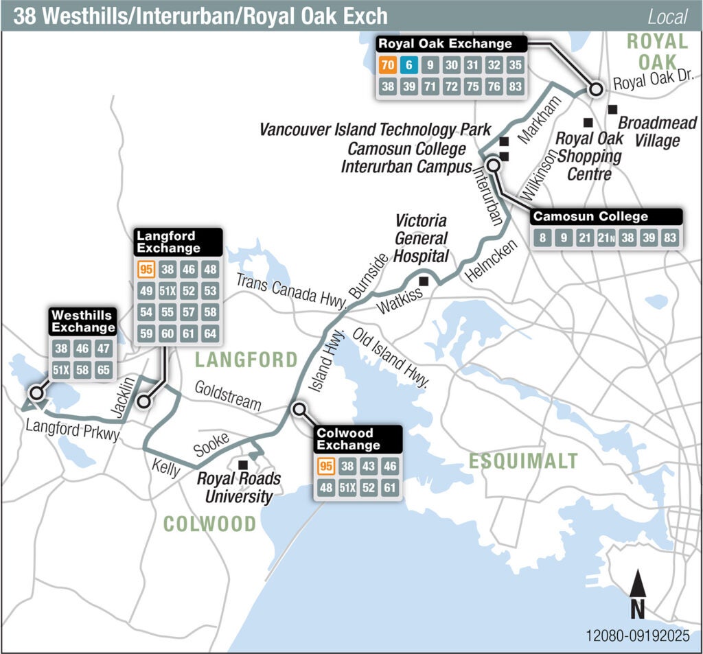 Victoria route 38 transit map.