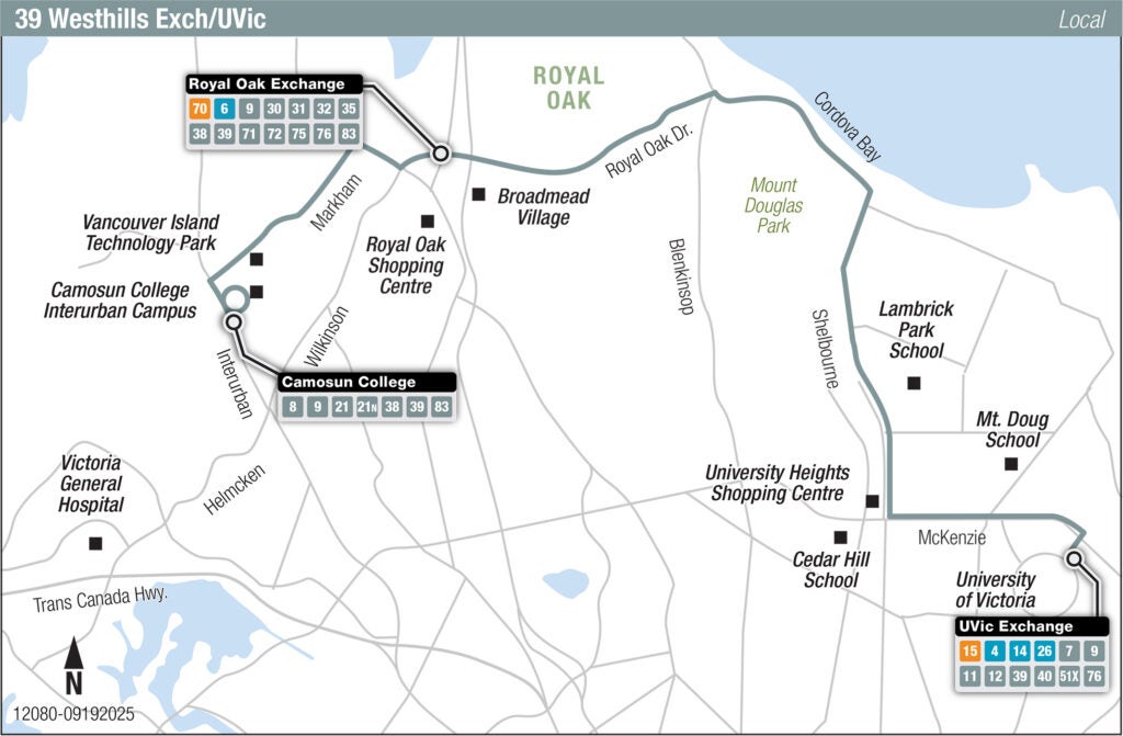 Victoria route 39 transit map.