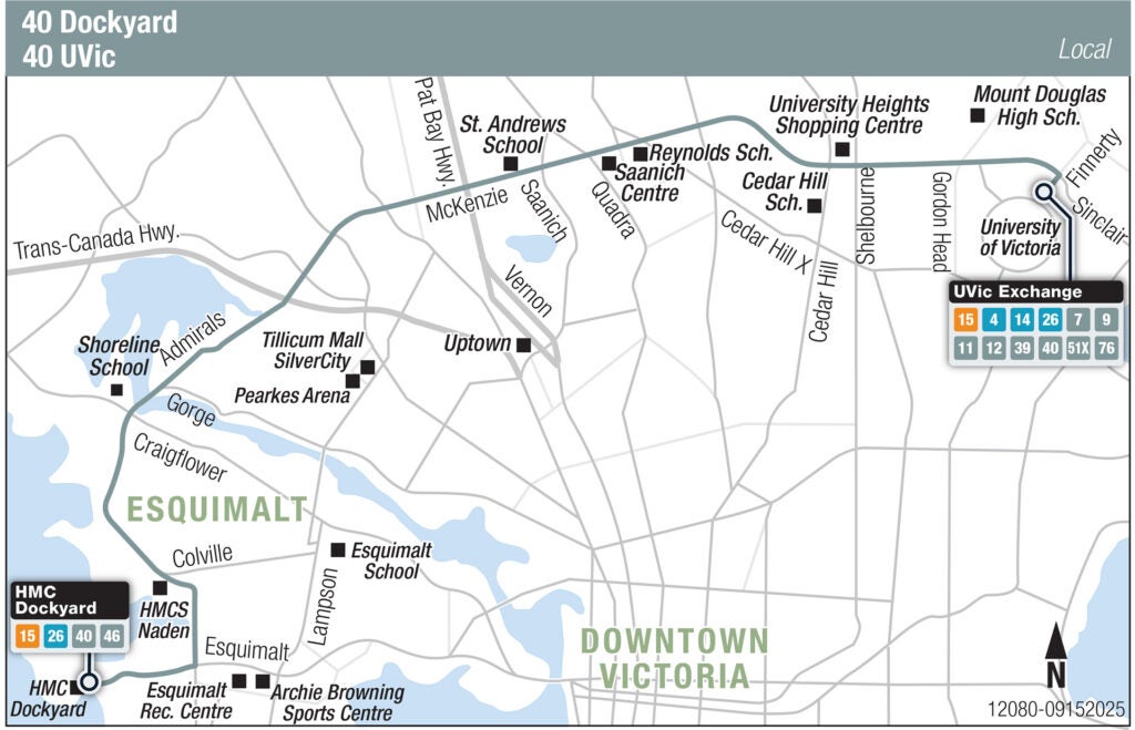Victoria route 40 transit map.