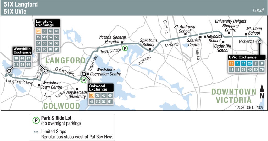 Victoria route 51X transit map.