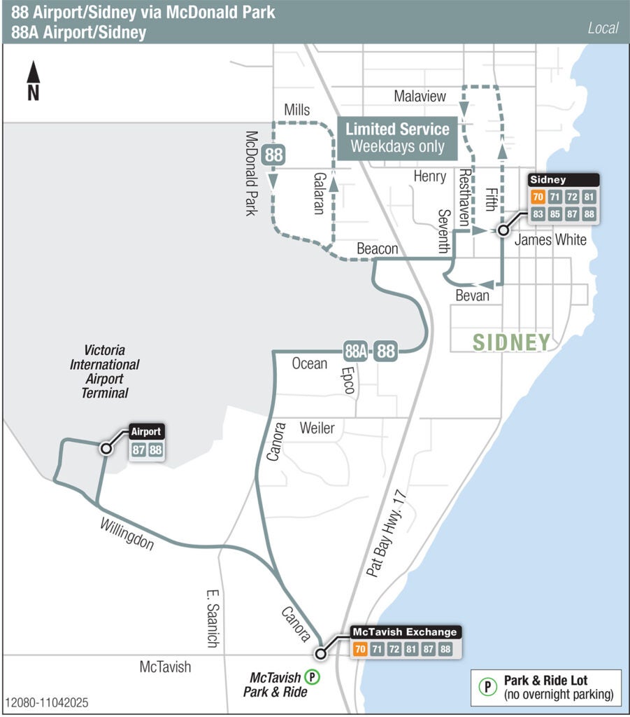 Victoria route 88 transit map.