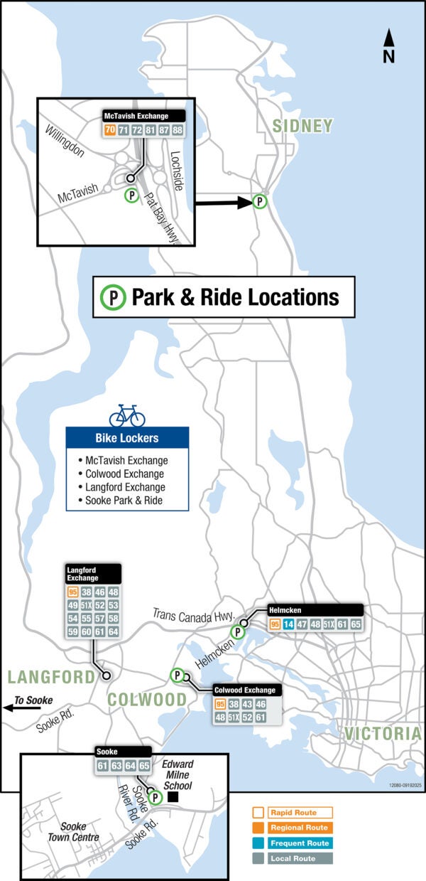 Regional map of Victoria Park & Ride locations.