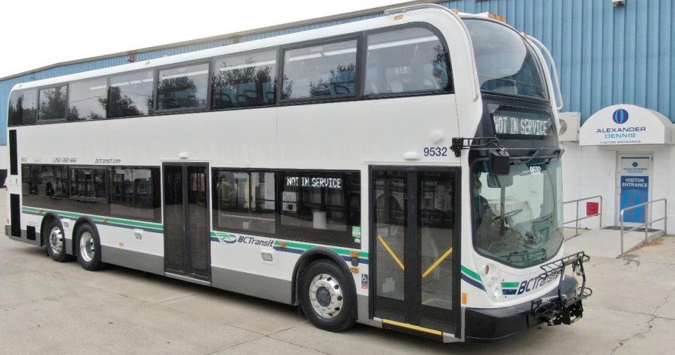 An Enviro500 LHD double decker bus.
