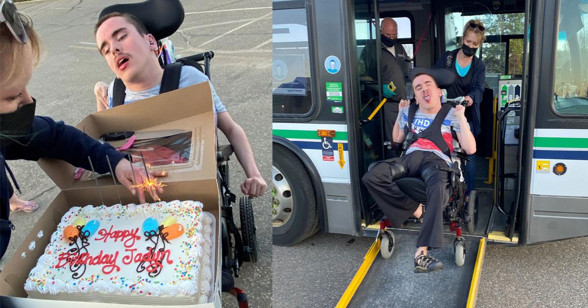 BC Transit took part in a drive-by birthday celebration. 