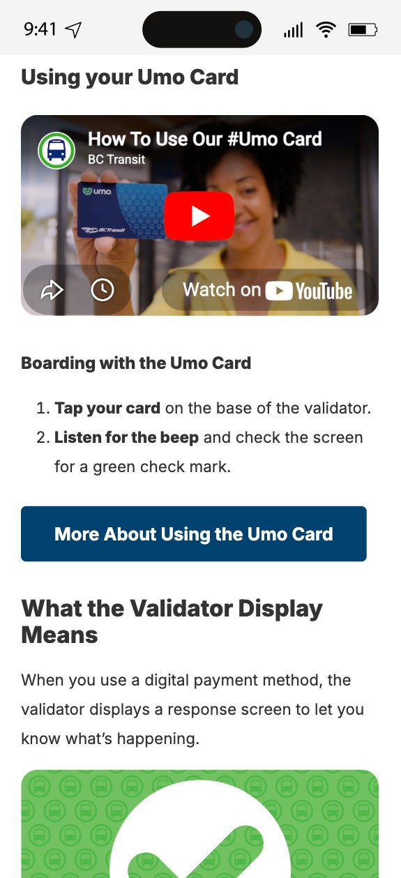 Mobile How Fares Works page with structured data and updated visual elements.