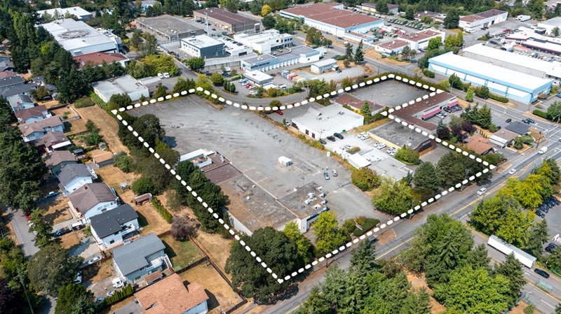Aerial view of the proposed Saanich Transit Centre property.