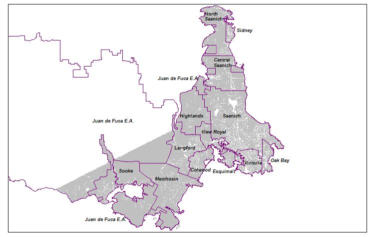map: Boundaries of BC Transit Service Area 